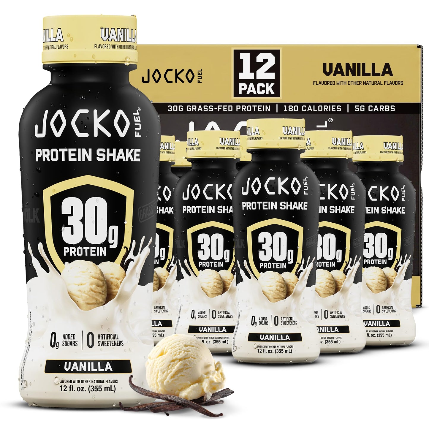 Jocko Mölk 30g Grass Fed Protein Shakes – No Added Sugar Protein Drinks KETO Friendly - Ready to Drink 12 FL Oz (Pack of 12) Fruity Cereal