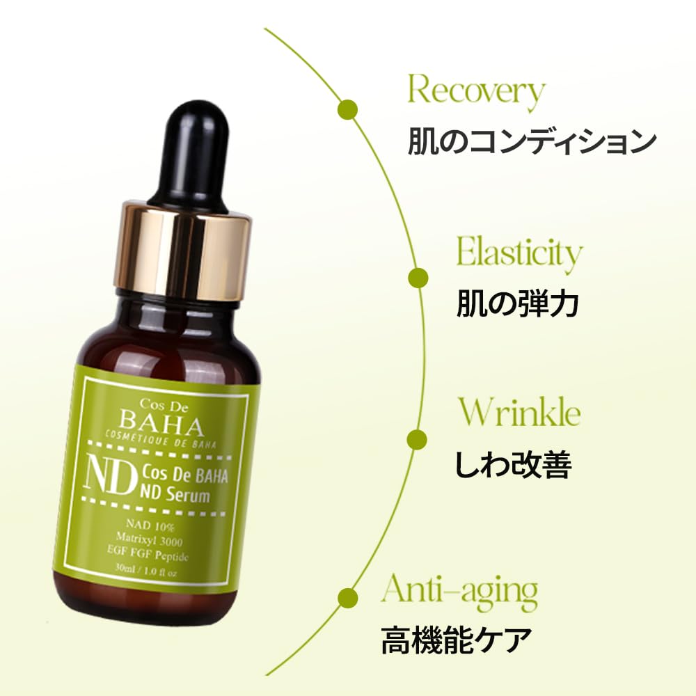 Cos De BAHA Advanced NAD 10% & Matrixyl 3000 Serum 1 Fl Oz – Topical Antioxidant Peptide Face Serum with Hyaluronic Acid (Cosmetic Use Only) (30 ml)