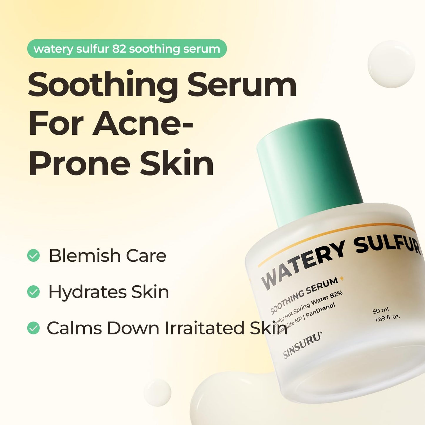 Watery Sulfur Acne Care Duo 2 – Cleansing Powder & Soothing Serum(x2) for Acne-Prone, Sensitive Skin | Gentle, Fragrance-Free Korean Skincare Routine