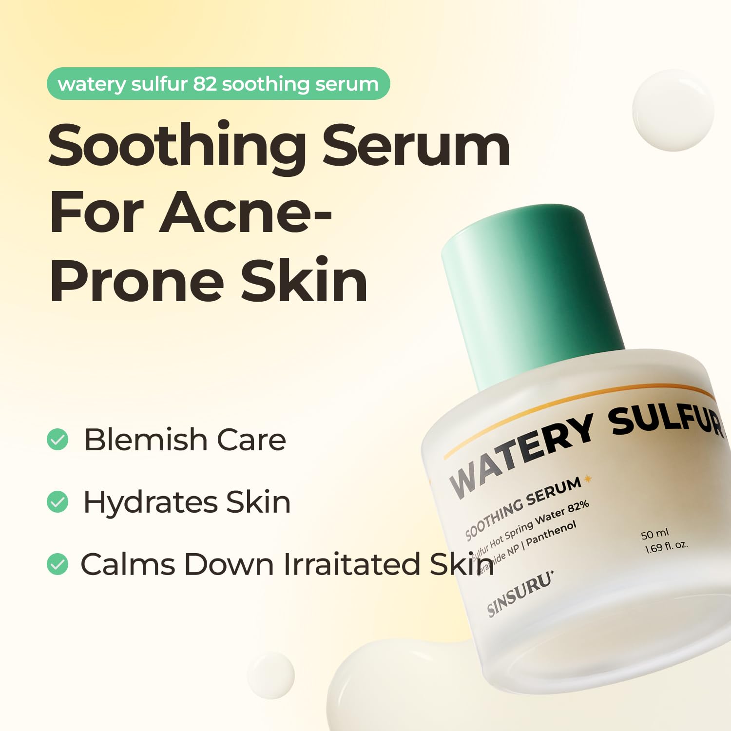 Watery Sulfur Acne Care Duo 2 – Cleansing Powder & Soothing Serum(x2) for Acne-Prone, Sensitive Skin | Gentle, Fragrance-Free Korean Skincare Routine