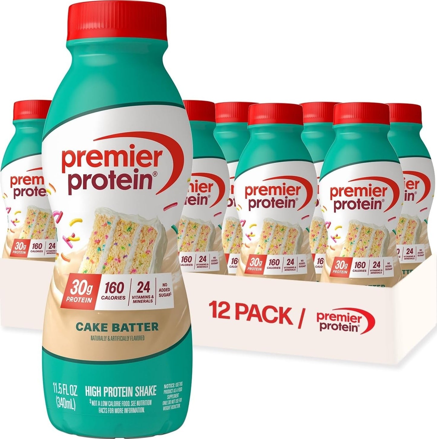 Premier Protein 30g High Protein Shake, Vanilla, 12 Pack | 160 Calories, 24 Vitamins & Minerals, No Added Sugar, Supports Muscle Health, Gluten-Free, 11.5 oz