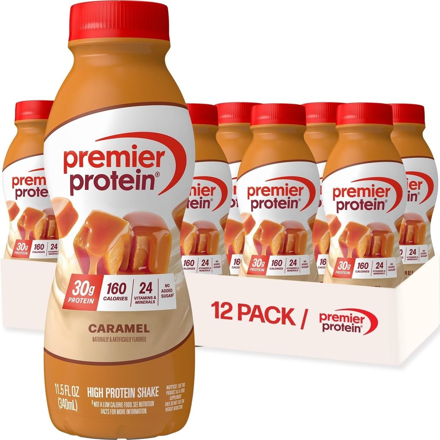 Premier Protein 30g High Protein Shake, Vanilla, 12 Pack | 160 Calories, 24 Vitamins & Minerals, No Added Sugar, Supports Muscle Health, Gluten-Free, 11.5 oz