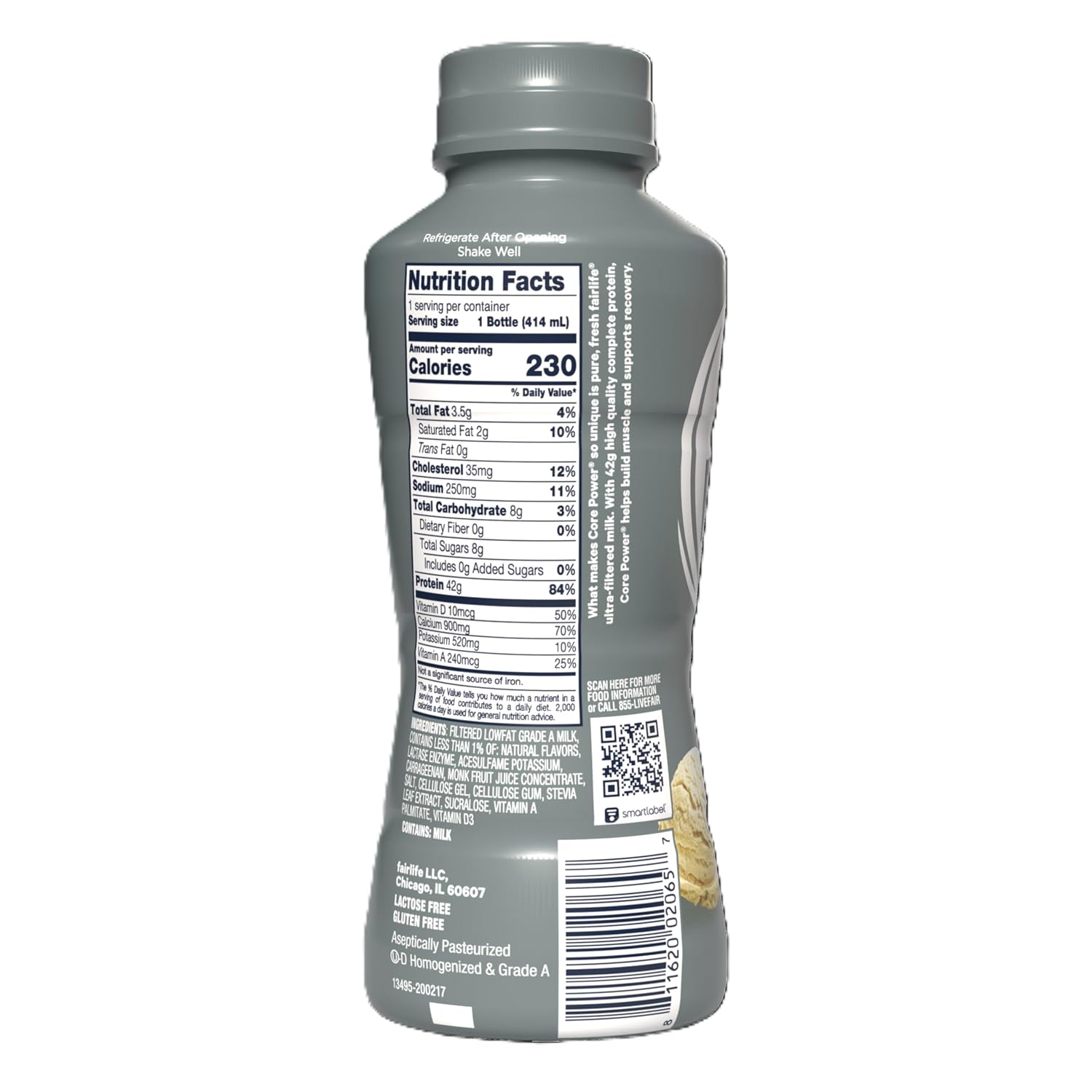Core Power Elite High Protein Shake, Vanilla, 42g Bottle, 14oz, 12 Pack