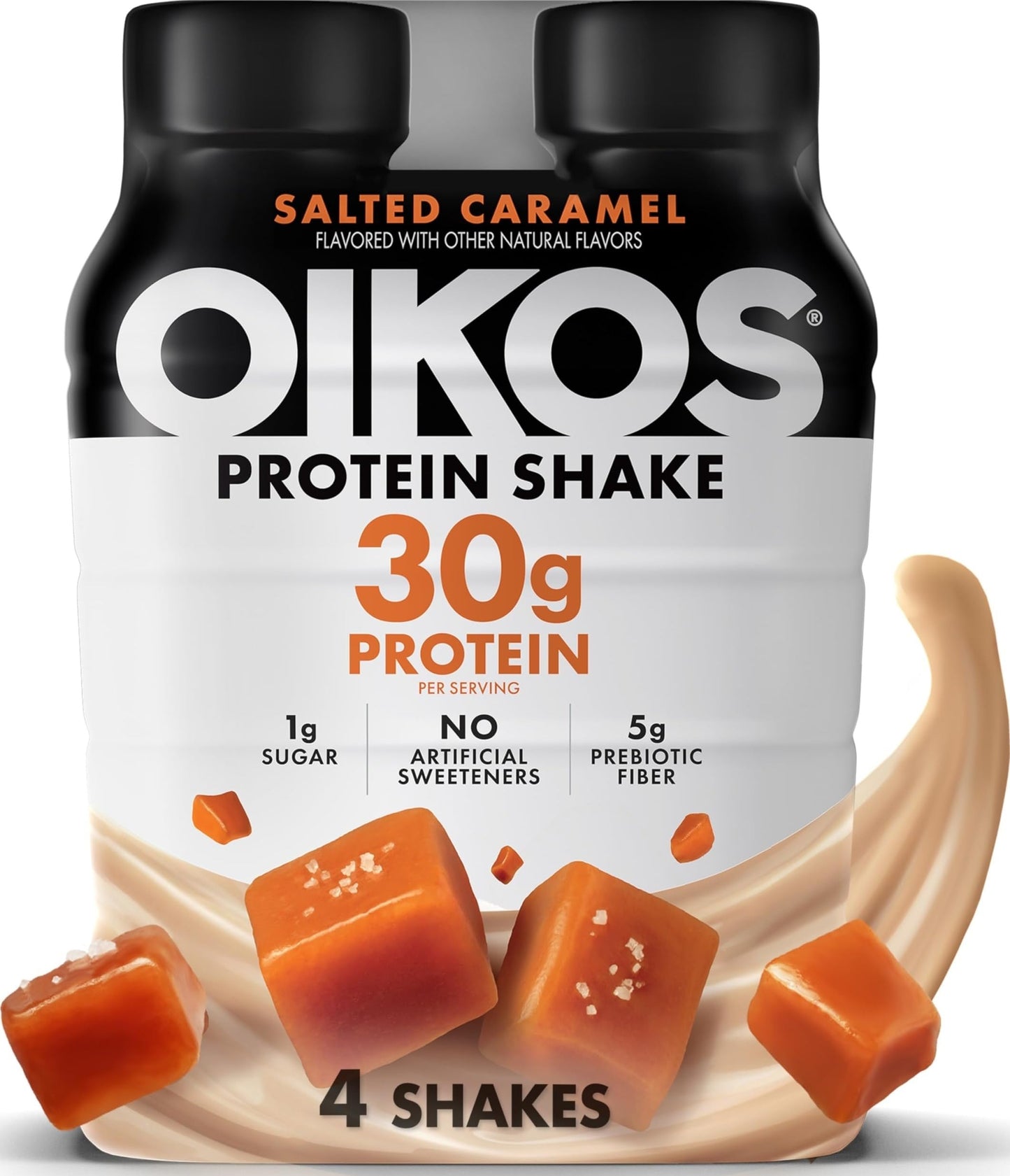 Oikos Protein Shake, Vanilla, 30g High Protein Drinks, Shelf Stable, Ready to Drink, 5g Prebiotic Fiber, 12 fl oz Bottle (Pack of 24)