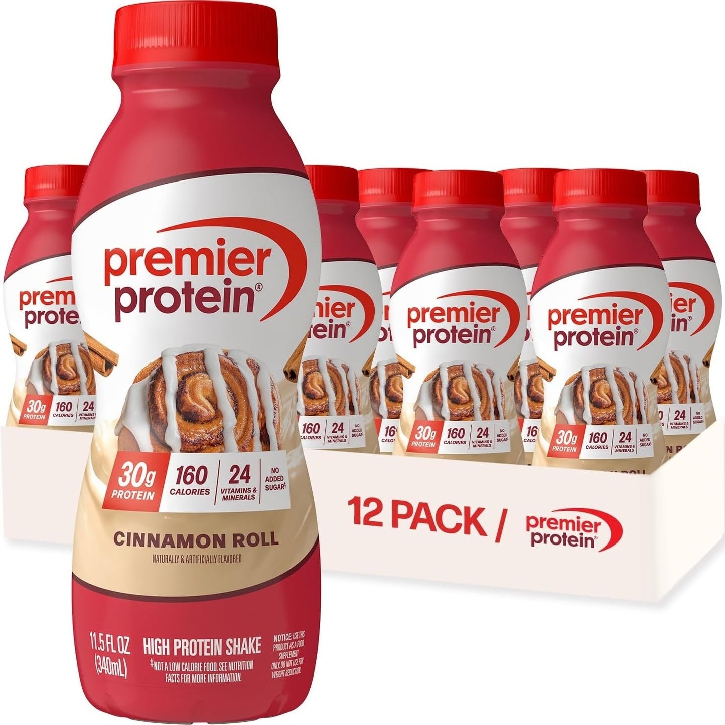 Premier Protein 30g High Protein Shake, Vanilla, 12 Pack | 160 Calories, 24 Vitamins & Minerals, No Added Sugar, Supports Muscle Health, Gluten-Free, 11.5 oz