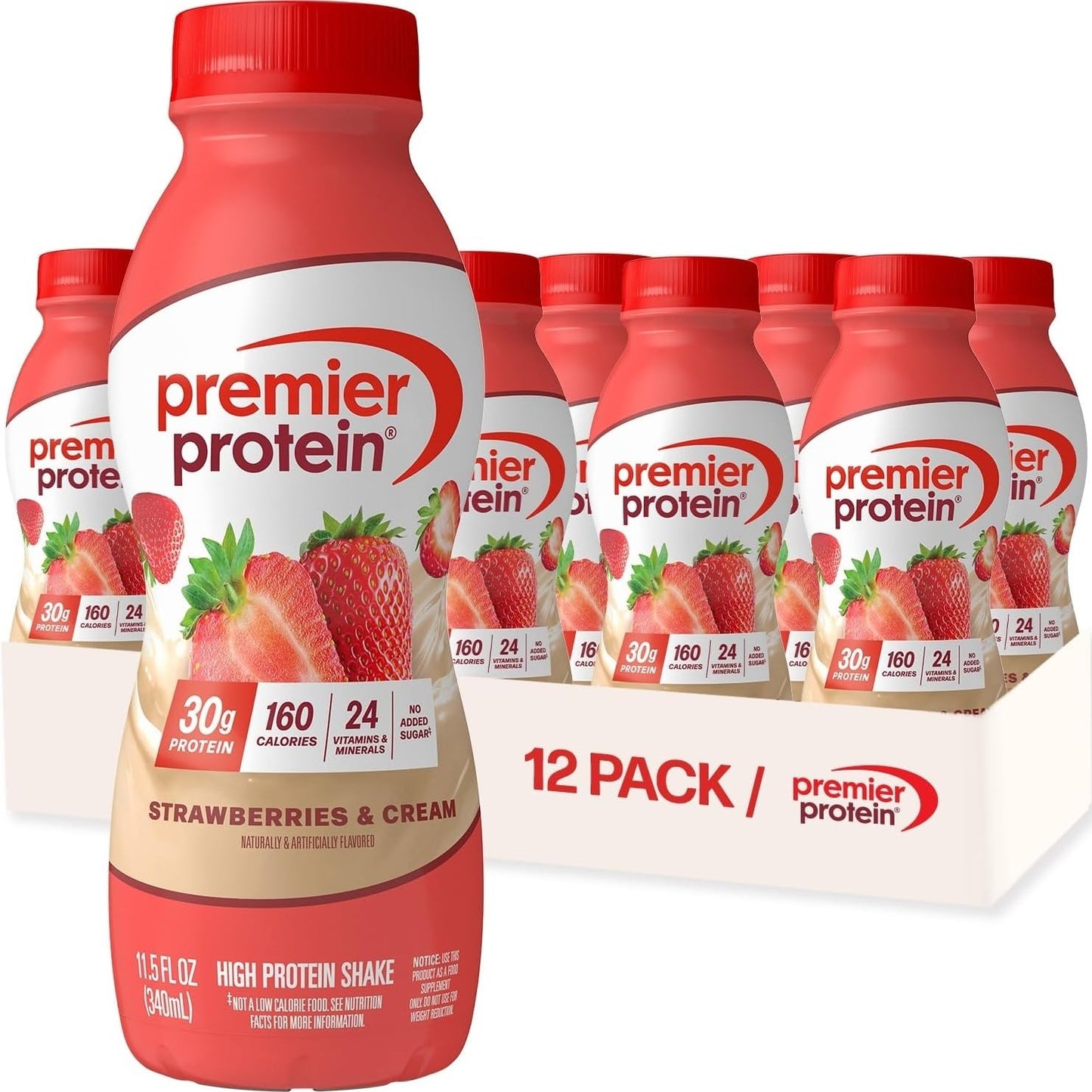 Premier Protein 30g High Protein Shake, Vanilla, 12 Pack | 160 Calories, 24 Vitamins & Minerals, No Added Sugar, Supports Muscle Health, Gluten-Free, 11.5 oz