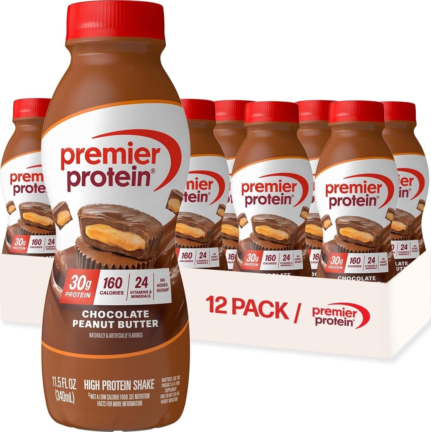 Premier Protein 30g High Protein Shake, Vanilla, 12 Pack | 160 Calories, 24 Vitamins & Minerals, No Added Sugar, Supports Muscle Health, Gluten-Free, 11.5 oz