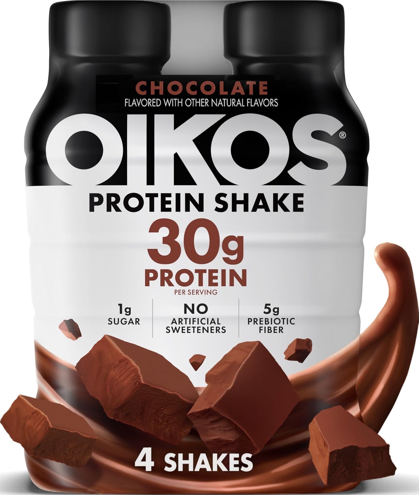 Oikos Protein Shake, Vanilla, 30g High Protein Drinks, Shelf Stable, Ready to Drink, 5g Prebiotic Fiber, 12 fl oz Bottle (Pack of 24)