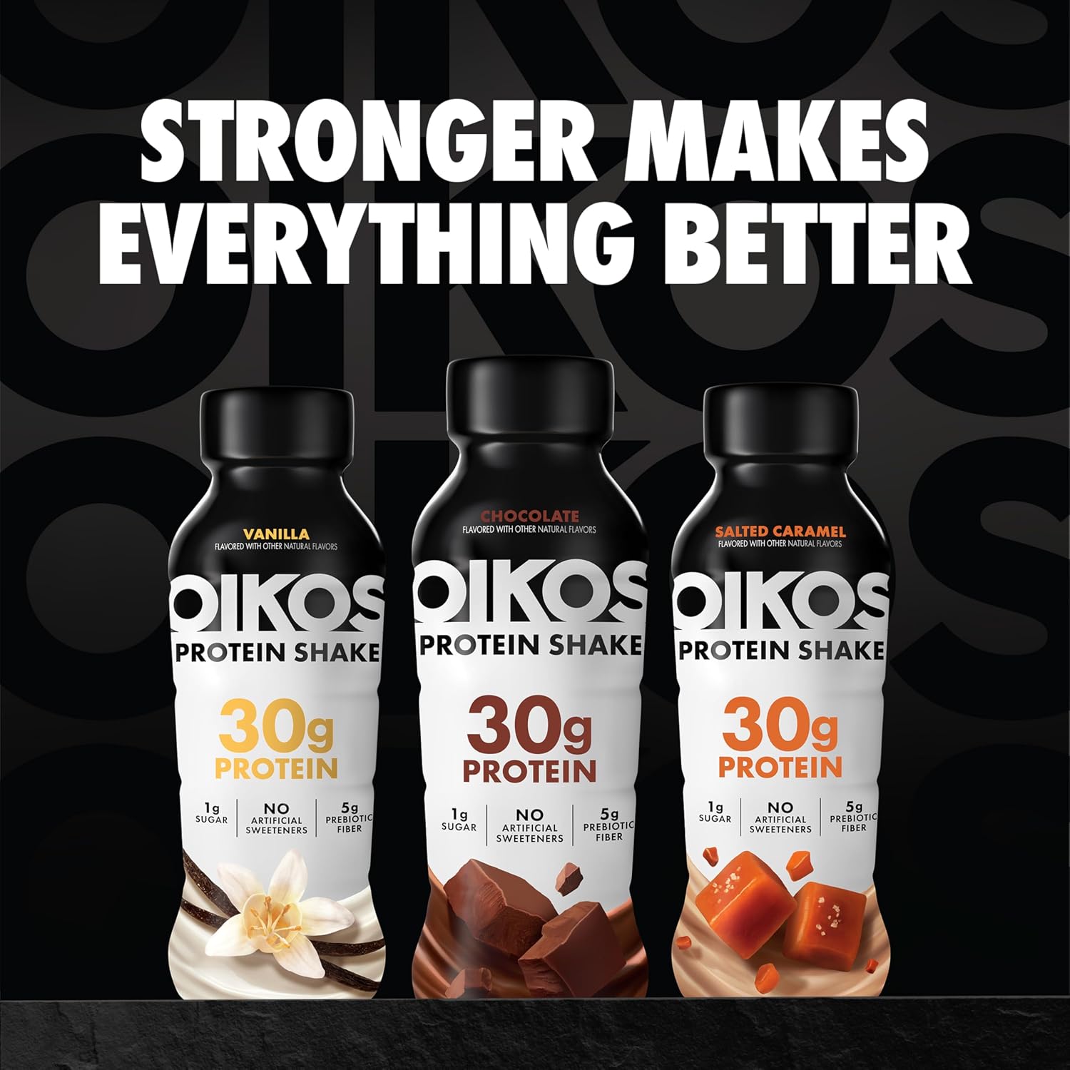 Oikos Protein Shake, Vanilla, 30g High Protein Drinks, Shelf Stable, Ready to Drink, 5g Prebiotic Fiber, 12 fl oz Bottle (Pack of 24)