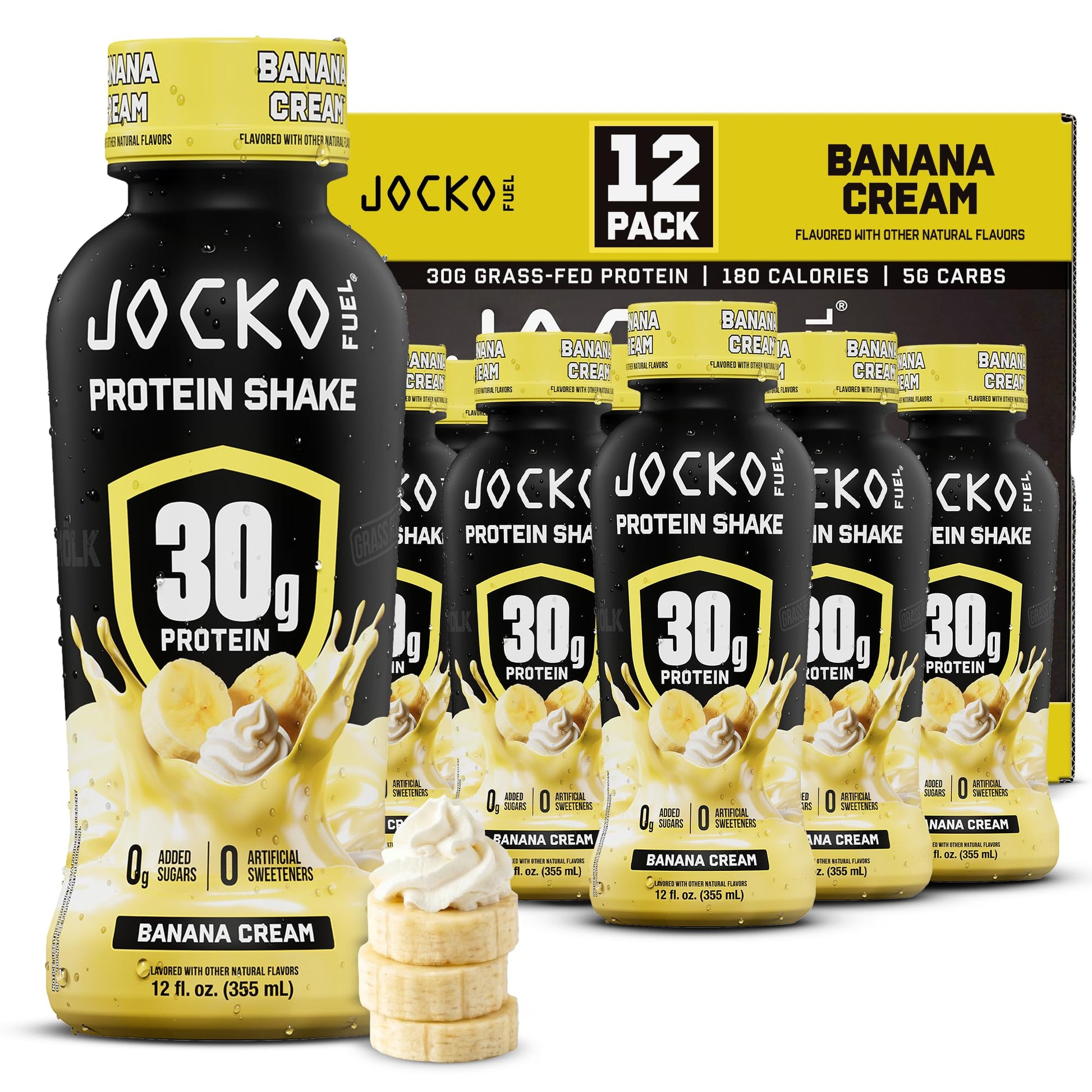 Jocko Mölk 30g Grass Fed Protein Shakes – No Added Sugar Protein Drinks KETO Friendly - Ready to Drink 12 FL Oz (Pack of 12) Fruity Cereal